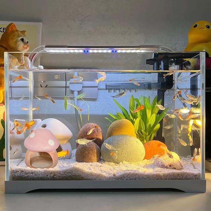 Saim Ceramics Mushroom House Aquarium Decor, Betta Fish Tank Accessories Landscape Decoration, Small Shrimp Goldfishes Habitat Hut Pleco Smalland Breeding Hide Caves Toad House - Pink