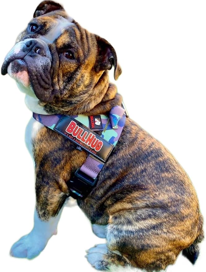Adjustable Dog Harness– No Pull, No Choke – for English Bulldogs, French Bulldogs, Pugs & Broad-Chested Breeds – Easy, Safe Walks (Army, Small)