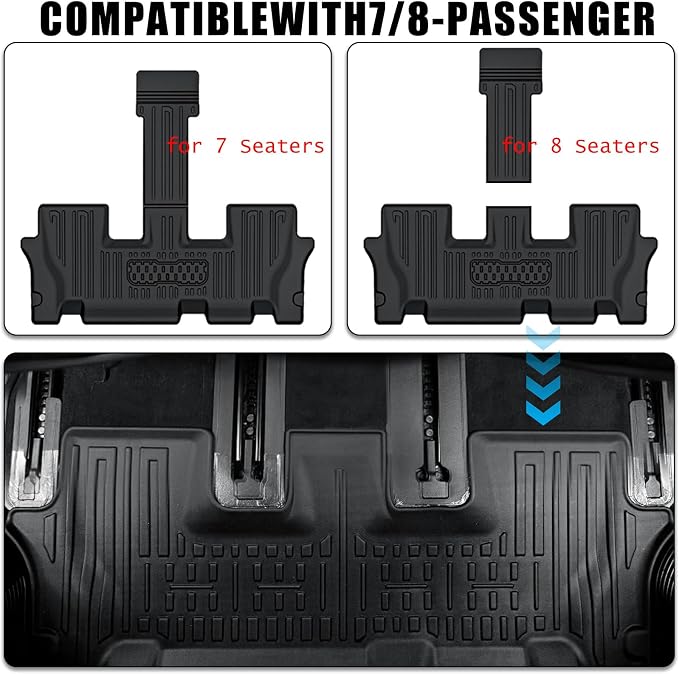 Auxko All Weather Floor Mats Fit for Kia Telluride 2020-2025 with 2nd Bucket Seat Without Center Console Liner Telluride Accessory All Season Guard Odorless Anti-Slip Floor Mat