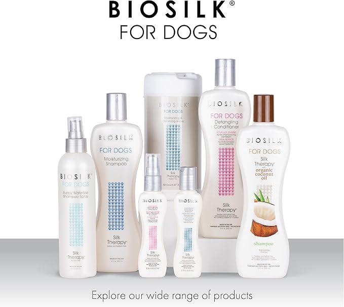 BioSilk Silk Therapy Whitening Dog Shampoo, Brightening Pet Shampoo with Silk Protein for White and Light Colored Coats, Enhances Shine and Softness, pH Balanced Dog Wash, 12 Fl Oz