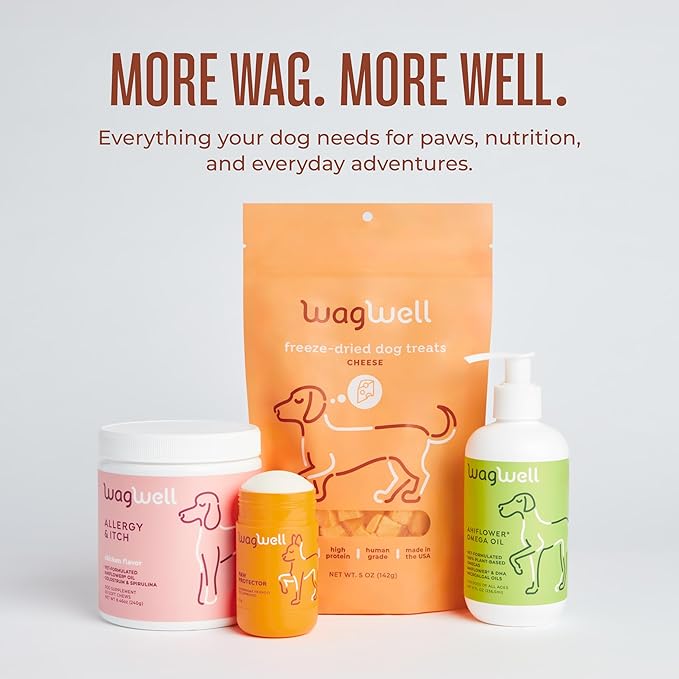WagWell Paw Protector Dog Paw Balm | Lick-Safe, Vet-Approved Paw & Nose Balm | Microbiome-Friendly, Dermatologist Tested | Hot Pavement & Cold Weather Protection | To Hydrate, Condition & Protect Paws