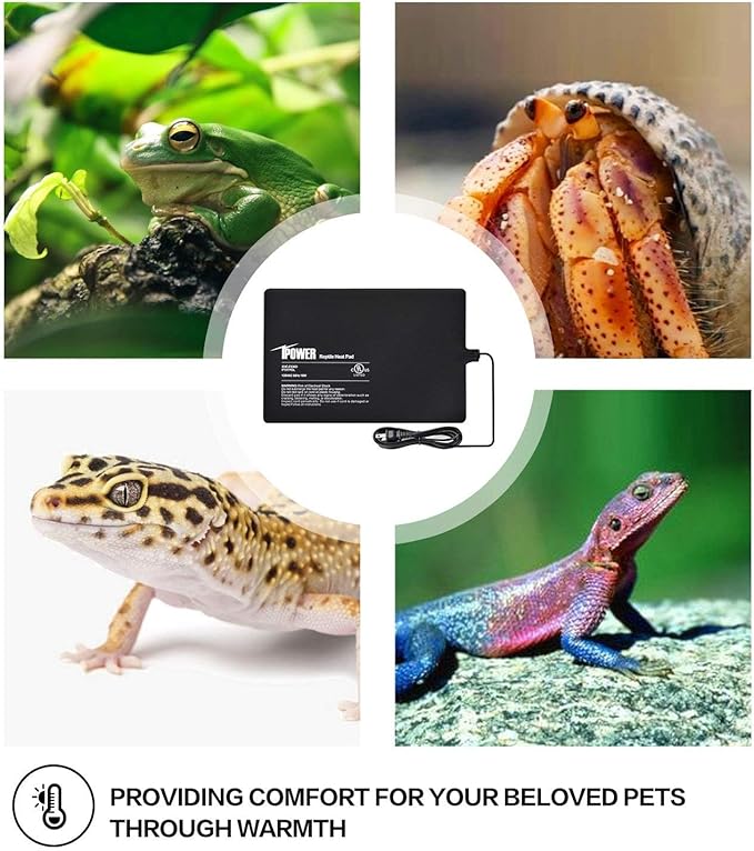 iPower 8x12 Inch Reptile Heat Pad Under Tank Heater, Energy-Efficient & Waterproof Design Terrarium Warmer Mat for Turtles, Lizards, Snakes, 2 Pack