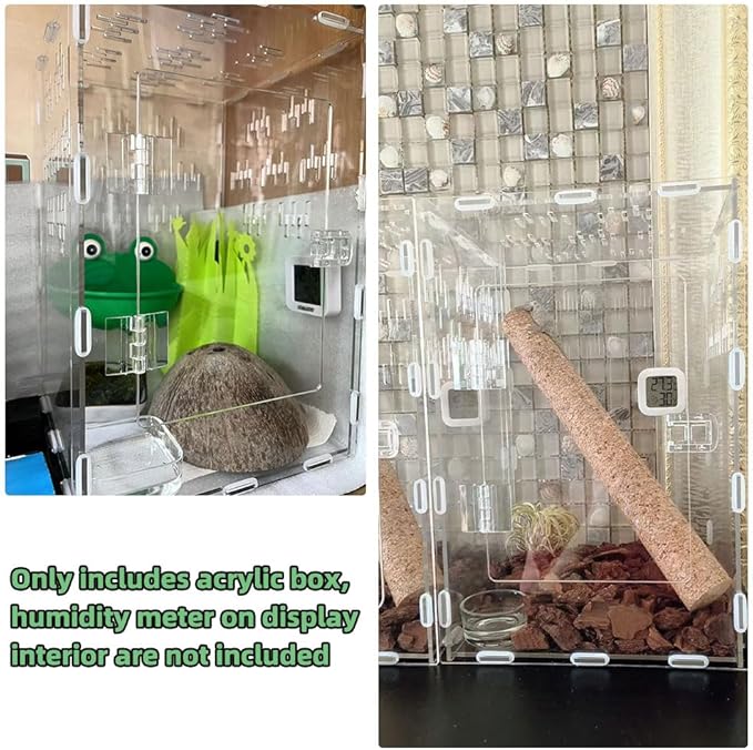 Jumping Spider Enclosure, 12x8x6 inch Large Acrylic Terrarium Reptile Enclosure Tank with Front Opening Door for Jumping Spider Tarantula Isopod Invertebrates Gecko Snake