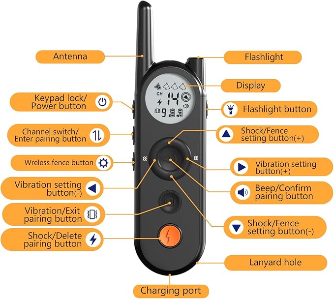 Htcuto Wireless Dog Fence 3500FT Electric Fence and 6100FT Remote Training Collar, 185 Days Rechargeable Battery - IPX7 Waterproof Collar, Vibrate/Beep/Shock Modes for All Dogs.…