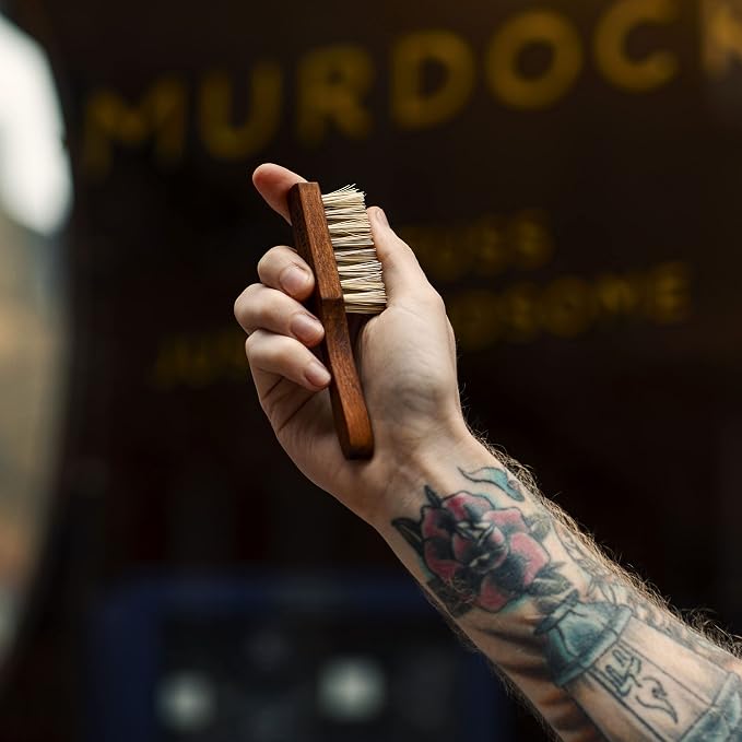 Murdock London Redchurch Beard Brush for Men – Pocket-Size Vegan Grooming Tool for Short to Medium Beards – Travel-Ready for Daily Use, Barber Approved Mustache Brush (3.5 Inch)