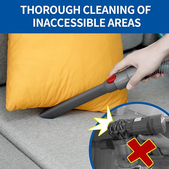 Extension Hose Attachment Compatible with Dyson V7 V8 V10 V15 Cleaner | Flexible Extension Hose Mattress Tool Stiff Brush Soft Bristle and Flexible Crevice Tool for Home Cleaning