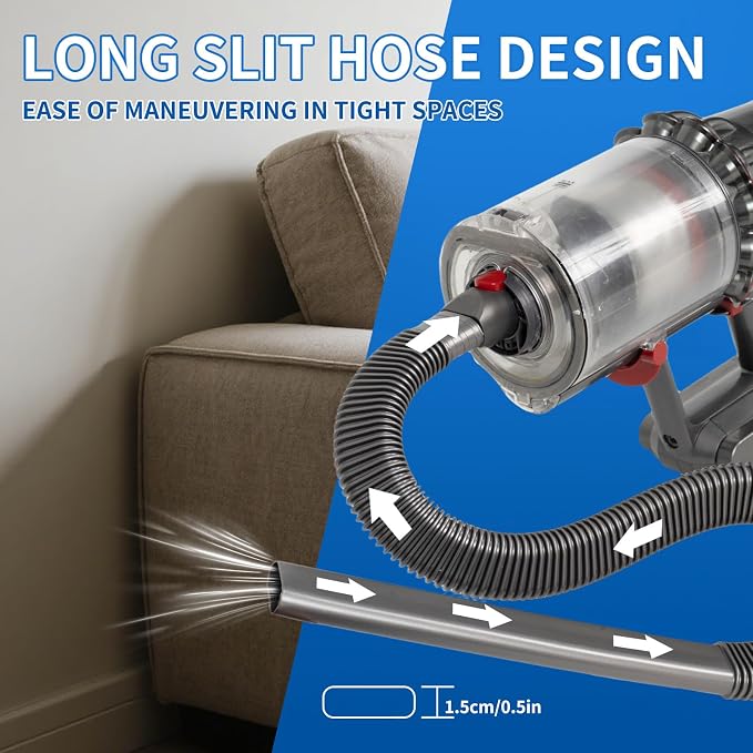 Vacuum Attachment Kit Compatible with Dyson V7 V8 V10 V11 V15 Cleaner | Flexible Extension Hose Mattress Tool Stiff Brush Soft Bristle and Flexible Crevice Tool for Home Cleaning