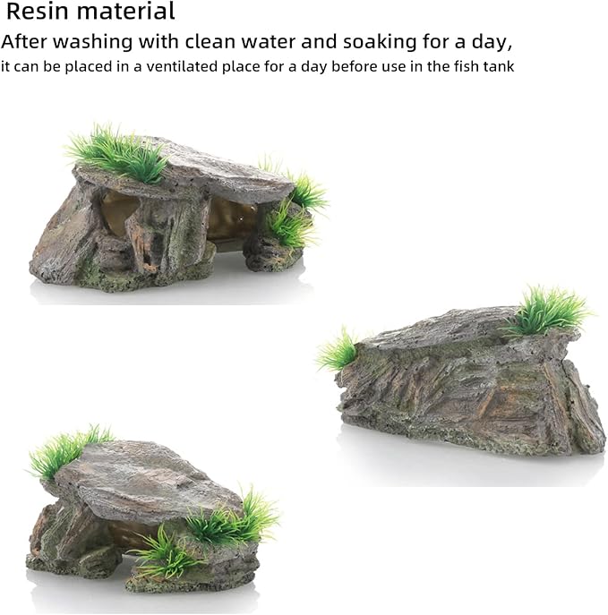 Betta Fish Hideout Cave Aquarium Rock Decor for Small Tank – 5.5 x 2.9 x 2.9 Inches Shelter for Betta Fish Guppies Shrimp with Natural Stone Look Lightweight Resin