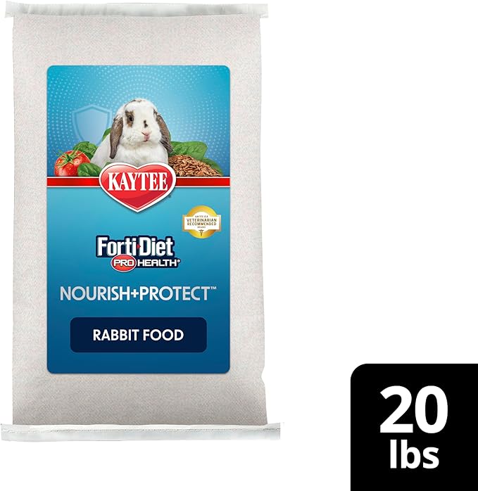Kaytee Forti-Diet Pro Health Nourish+Protect Adult Rabbit Food, Comprehensive Nutrition Backed by Science, Digestive Health, Immune Support, 20 pounds