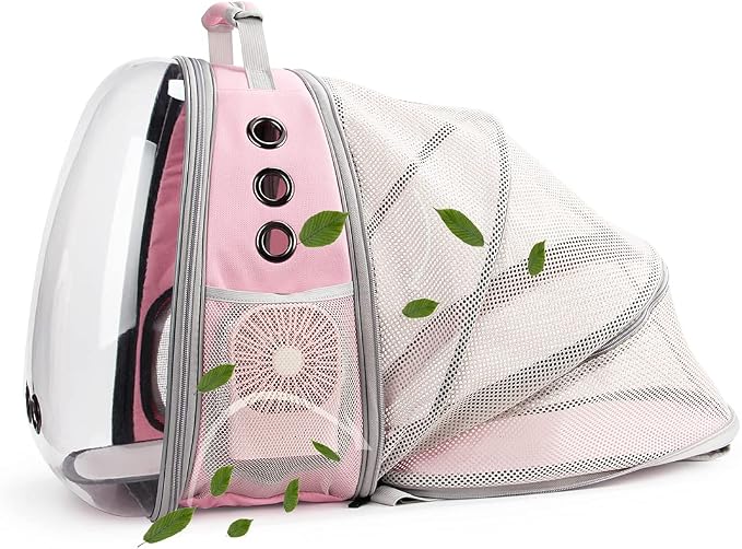 Cat Carrier Backpack, Expandable Bubble Pet Carrier for Cats and Small Dogs, Airline Approved Travel Backpack for Hiking, Walking & Outdoor Adventures - Supports up to 14 lbs