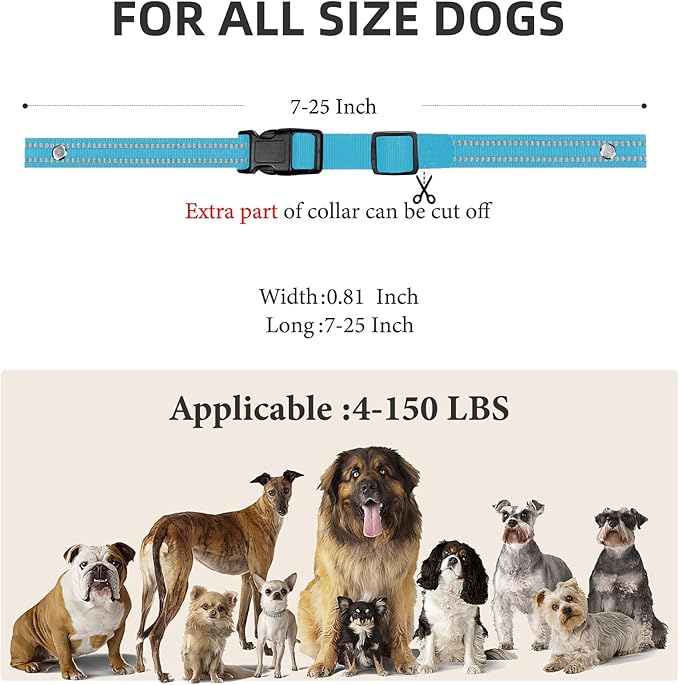 Collar Replacement Strap, Reflective Replacement Nylon Collar Strap Dog GPS Training Bark Receiver Collars, Durable Adjustable E Collar Straps for Small Medium Large Dogs, Blue