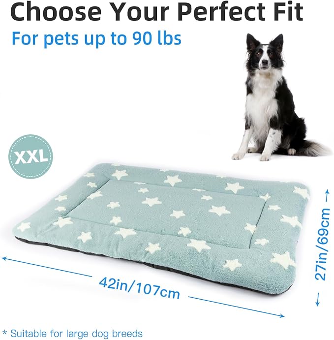 Mora Pets Dog Crate Pad Dog Bed for Crate Washable Flat Pet Kennel Mat Cute | Ultra Soft Dog Bed Mat, Crate Pad for Dog Cages Cozy Sleeping Liner, Pet Pillow Cushion Large Puppy Bed Anti Slip Blue 42x27