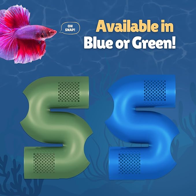 Betta Fish Tunnel Hideout | Aquarium Cave & Tunnel Decor for Betta Fish, Shrimp & Small Fish | Fish Tank Decoration, Betta Tank Accessory & Enrichment Toy (Green)