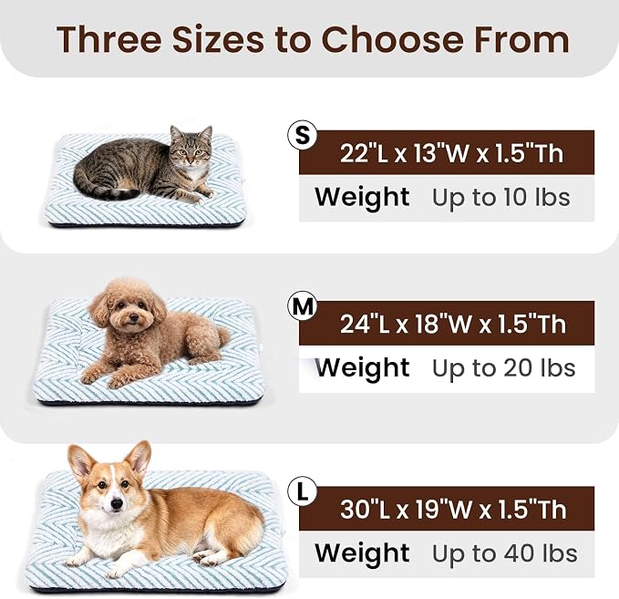 Mora Pets Cat Bed for Indoor Cats & Small Dogs Washable Flat Cat Bed Mat Soft Fluffy Dog Crate Kennel Carrier Pad with Anti-Slip Bottom for Pet Cage Travel Sleeping Chevron Blue 22 x 13