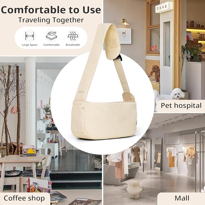 ONECUTE Dog Sling Carrier 15 lbs, Small Dog Carrier Sling for Cat & Puppies | Suitable For Carrying Pet 3-10lbs, Spacious Space So Pets Will Not Be Crowded, Adjustable Shoulder Straps And Breathable Mesh