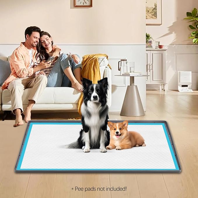 Pee Pad Holder for Dogs 34''x22'' Silicone Puppy Pee Pad Tray, Dark Gray | Extra Large Dog Potty Tray Leak-Proof, High Edge, No Spill Training Pads for Floor Protection, No Pee Pads