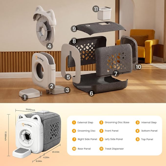 Pro Automatic Cat Self Groomer with 6 Flexible Grooming Brushes