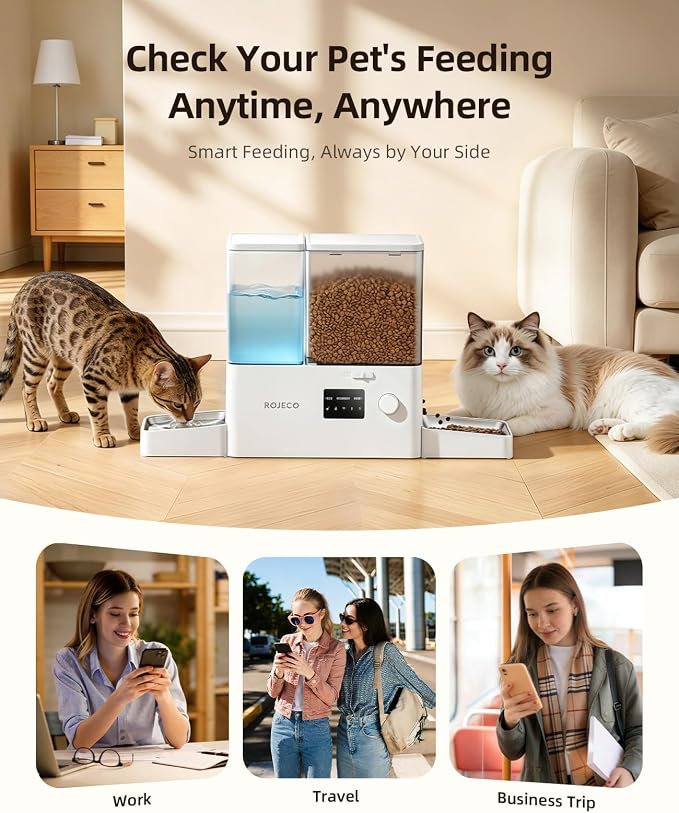 2-in-1 WiFi Automatic Cat Feeder and Water Dispenser with Camera | 1080 HD Camera/Night Vision/2.4G,5G WiFi APP/Customizable Feeding/8.5L Large Capacity/Stainless Steel Bowl/Detachable Clean