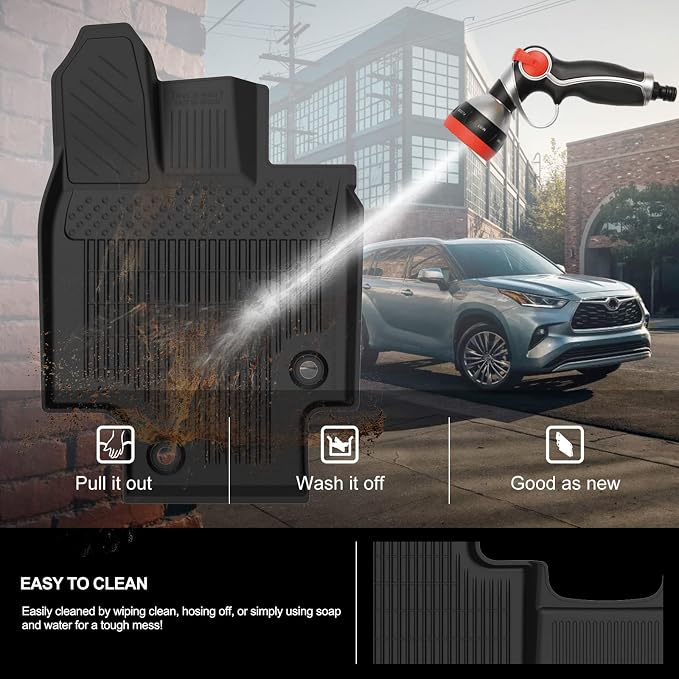 KIWI MASTER Floor Mats for 2020-2026 Toyota Highlander, Custom Fit All Weather Car Mats, Heavy Duty TPE Floor Liners, Front & Rear 2 Row, Black