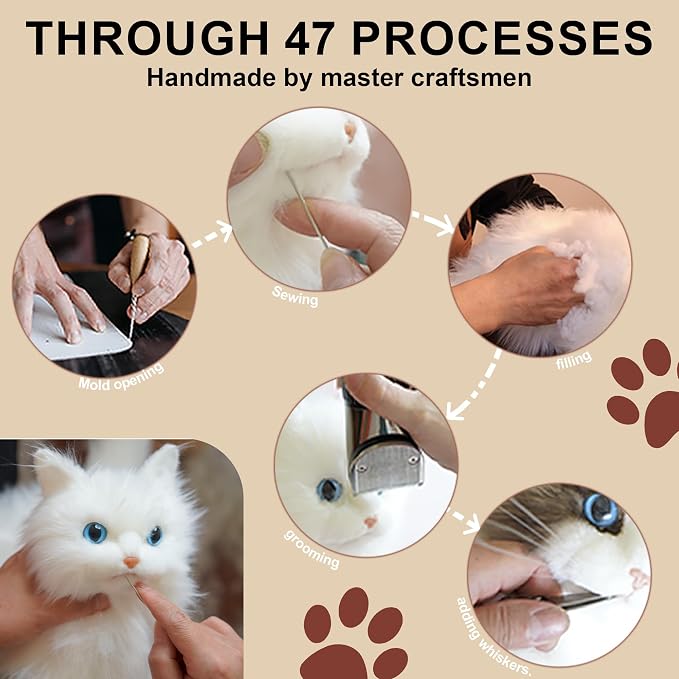 Chongker Stuffed Animals Handmade Realistic Cat Plush Toy for Elderly Adults Women Kids Cat Pet Lover Surprise Gifts
