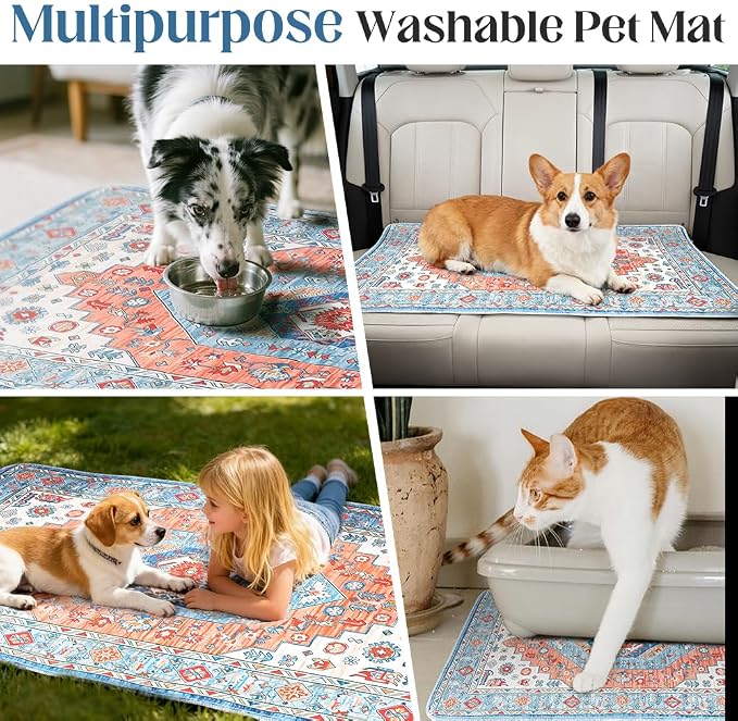 Washable Pee Pads for Dogs, 2 Pack Reusable Puppy Training Pads 36"x36" Super Absorbent Waterproof Dog Training Pads, Non-Slip Potty Pads, Whelping Pads Litter Mat Orange/Mix