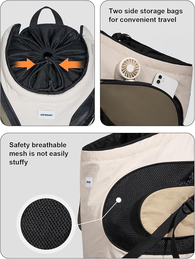 Dog Carriers for Small Dogs,Dog Backpack with 2 Pocket for Travel,Comfortable Dog Front Carrier Suitable for Dogs 8-18 pounds Machine Washable (Beige)
