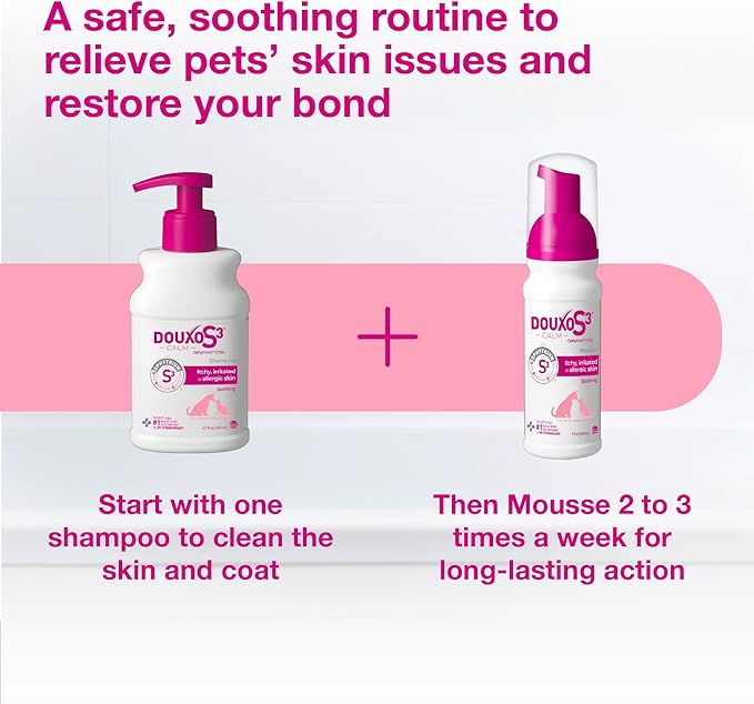 Douxo S3 Calm Mousse, Contains 0.75% Ophytrium, Soothing, For Itchy, Irritated or Allergic Skin, For Dogs and Cats, 5.1 fl. oz. (150mL)