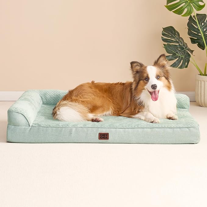 EHEYCIGA XL Dog Bed Memory Foam for Crate, Extra Large Dog Bed Orthopedic with Washable Removable Cover, Waterproof Pet Sofa Couch XLarge Size Dogs, 41x27x6.5, Greyish Green | Washable Removable Cover, Waterproof Flat Pet Sofa Couch with Nonskid Bottom...