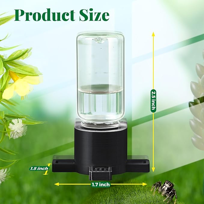 2 Pcs 10ML Jumping Spider Water Dispenser with Magnets, Jumping Spider Accessories for Tarantulas Enclosure/Habitat, Magnetic Water Feeder for Small Animals, Geckos(Black)