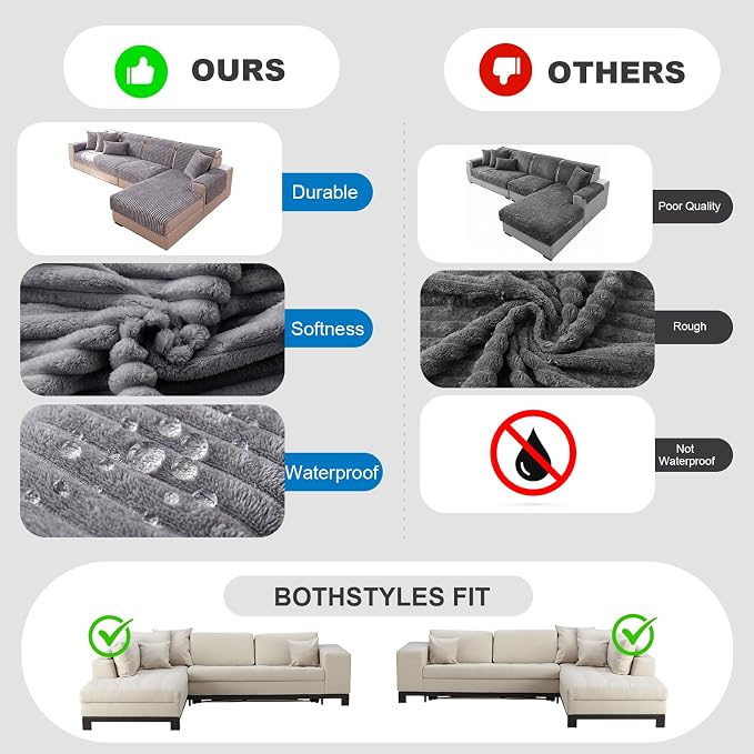 FUANGUI 2 Pack Waterproof Couch Cover for Dogs for Sectional Sofa | Washable Pet Couch Covers for Pets, Non Slip 2 PCS L Shaped Sofa Slipcover, Sofa Covers for 3 Cushion Couch Sofa Pet Friendly