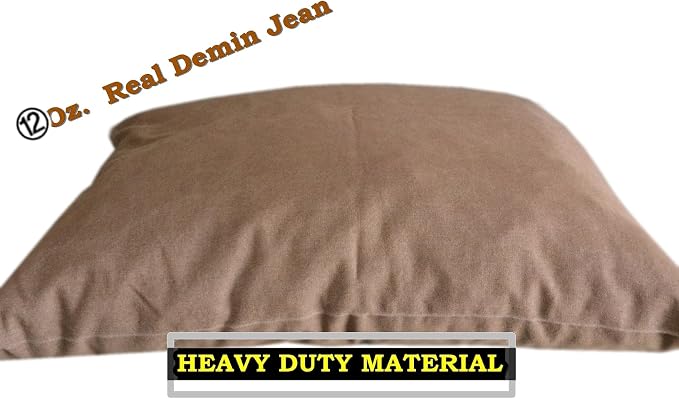 Durable Comfort Micro-Cushion Memory Foam Pet Dog Pillow Bed with Waterproof Liner + External Cover for S,M,L Dogs- Complete Set (Brown Denim, 36''x29'')