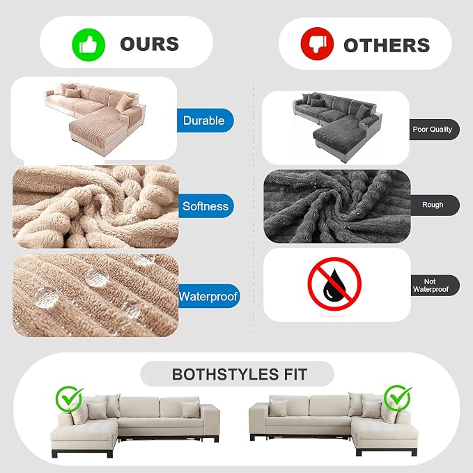 FUANGUI 2 Pack Waterproof Couch Cover for Dogs for Sectional Sofa | Washable Pet Couch Covers for Pets, Non Slip 2 PCS L Shaped Sofa Slipcover, Sofa Covers for 3 Cushion Couch Sofa Pet Friendly