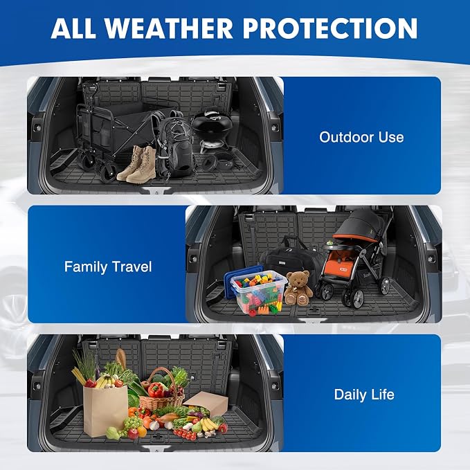 Mixsuper Cargo Liner for Toyota Grand Highlander 2024-2026, All Weather All-in-One Trunk & Backrest Mat, TPE Rear Seat Protector Accessories