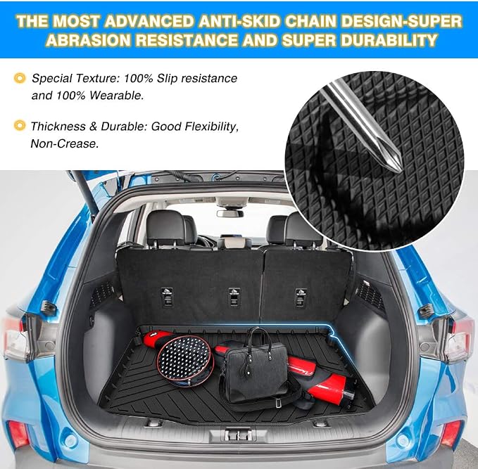 Escape Cargo Liner - Trunk Mat for Ford Escape 2020-2025 2026, All Weather Cargo Mat for Escape Accessories, Heavy Duty Car Mats, Car Accessories