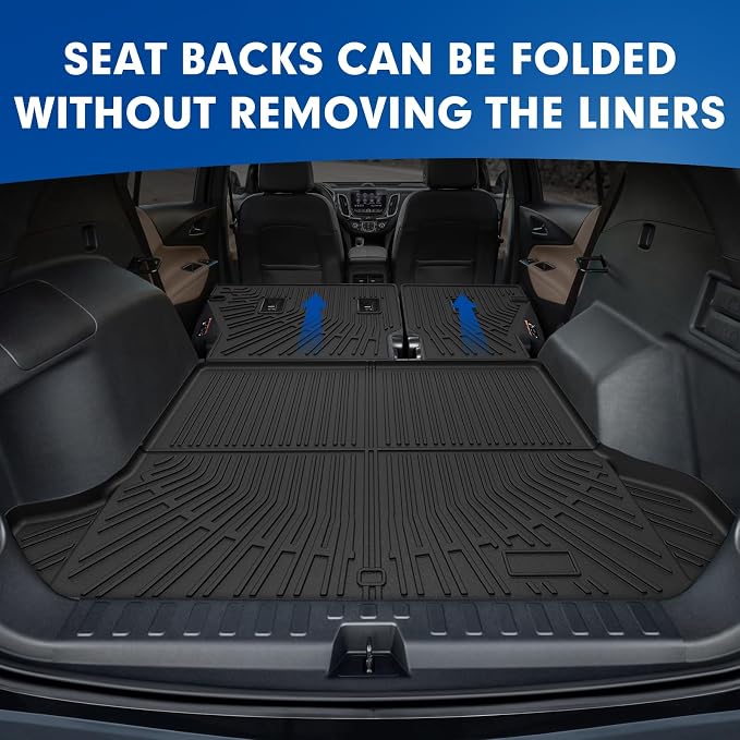 Mixsuper Cargo Liner for Chevrolet/Chevy Equinox 2018-2024, All Weather Trunk Mat Backrest Mat TPE Back Seat Cover Protector for Equinox Accessories