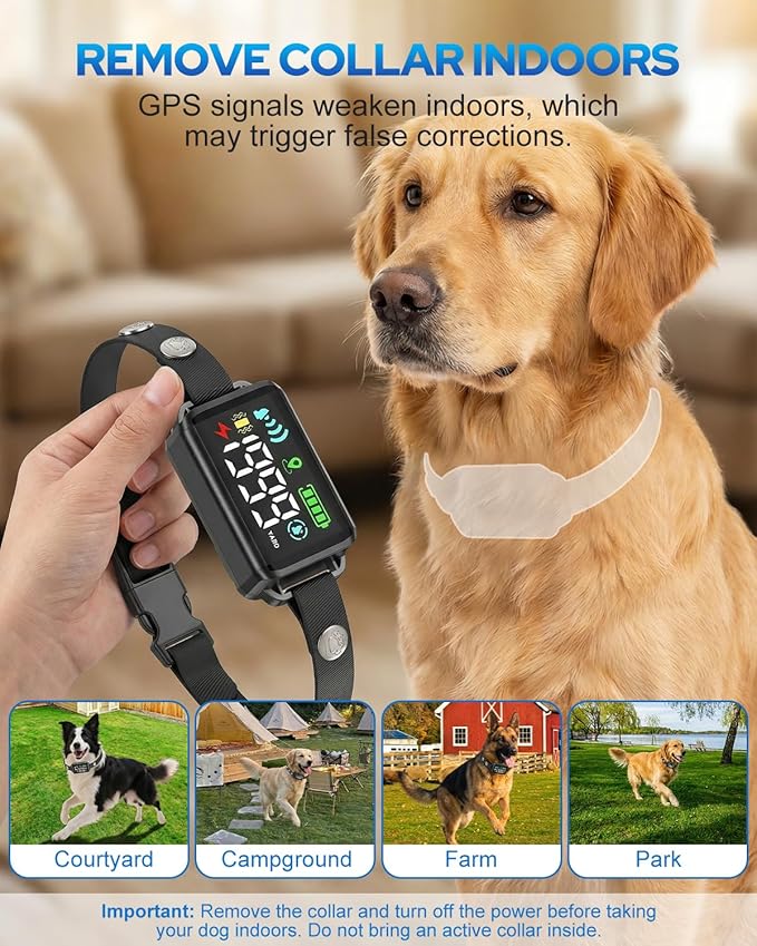 GPS Wireless Dog Fence with Adjustable 33–1999 Yards Range, GNSS Precision Locking, 3 Gentle Training Modes, and IPX7 Waterproof Collar – Designed Respectfully for Dogs Over 18 lbs