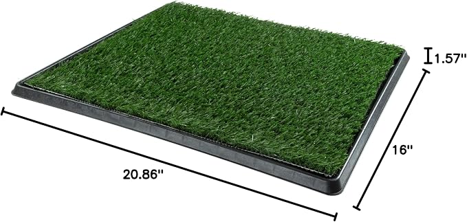 PETMAKER Artificial Grass Puppy Pee Pad for Dogs and Small Pets, 16” x 20” | Reusable 4-Layer Turf Pads for Dogs with Tray, Indoor and Outdoor Fake Grass Potty, Pet Housebreaking Supplies