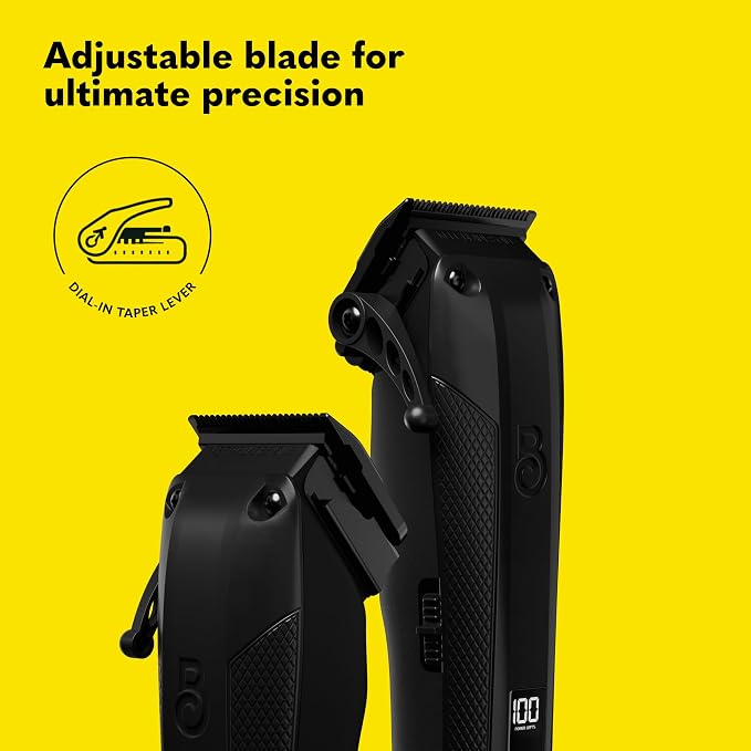 The Beard Club Pro Beard Trimmer for Men - Professional Men's Hair Trimmer for Barbers - Electric Cordless Rechargeable High Power 13,000 RPM - 10 Guides - Taper Lever - Diamond Like Carbon Blades