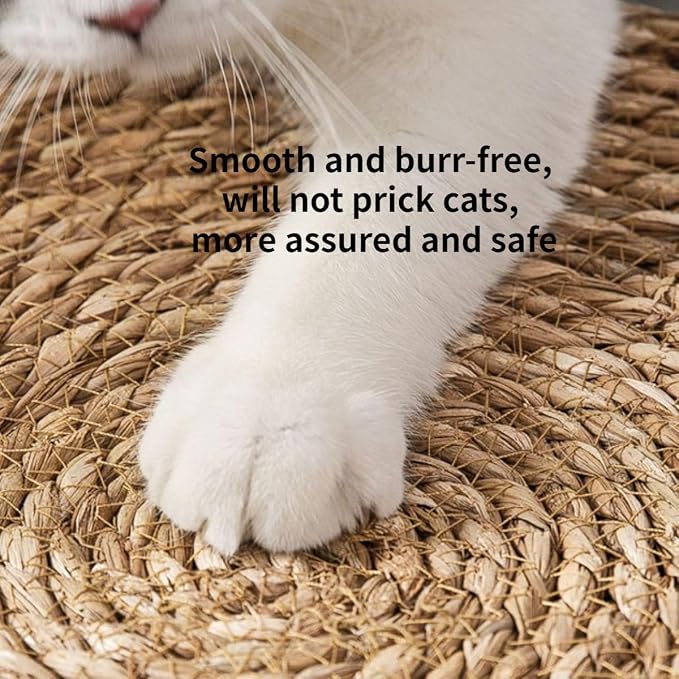 Cat Bed, Straw Woven Cat Baskets Bed, Round Wicker Cat Basket Nest, Non-Slip Cozy Kitten Bed for Cats Small Dog (Only Nest,Medium)
