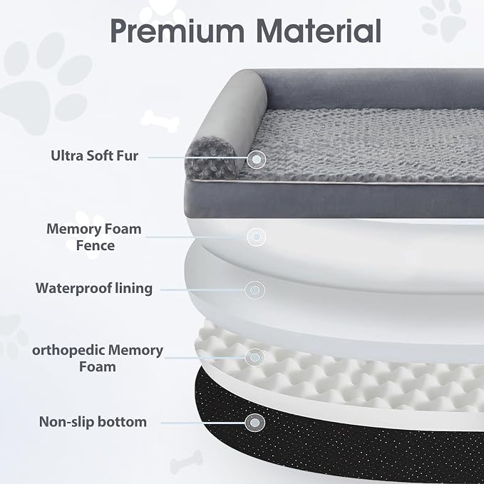 BFPETHOME Orthopedic Washable Human Dog Bed for Adult & Dog Cozy Sleep | Human Size Waterproof Big Soft Pet Couch Bed for Adult & Dogs Relax with Removable Cover Supportive Foam Grey 71x46 Inch