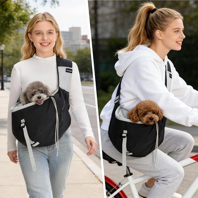 Dog Carrier Sling for Small to Medium Dogs & Cats – Hands-Free Pet Pouch Carrier, Breathable Sling for Walking, Hiking, Travel, Vet Visits