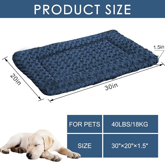 4 Pcs Washable Dog Bed Plush Orthopedic Outdoor Crate Mat with Non-Slip Bottom,Luxe Kennel Pad for Pets,Cozy Cage Cushion&Pet Sleeping Mattress Large Sized,Medium,Small Dogs,30 x 20 inch,Color Blend