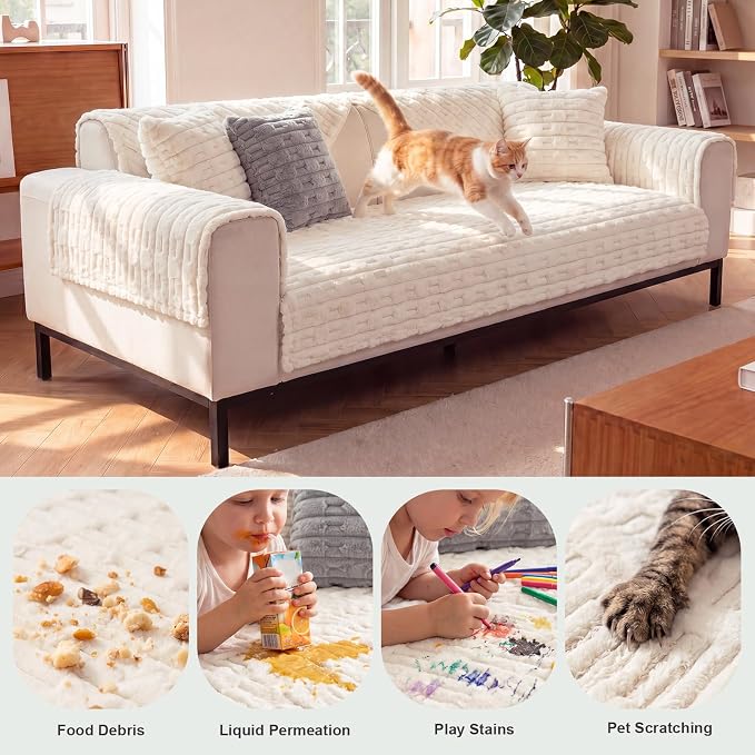 FUANGUI 2 Pack Waterproof Couch Cover for Dogs for Sectional Sofa | Washable Pet Couch Covers for Pets, Non Slip 2 PCS L Shaped Sofa Slipcover, Sofa Covers for 3 Cushion Couch Sofa Pet Friendly