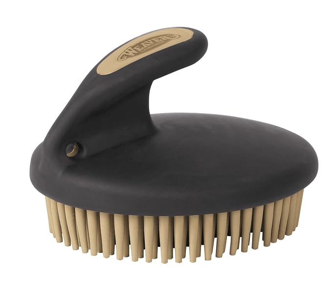Weaver Equine Palm-Held Fine Curry with Small Rubber Bristles, Black/Beige