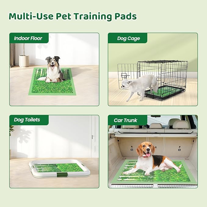 Puppy Pads XL 280 Count - 28"x34" with Adhesive Tabs | Extra Large Pee Pads for Dogs Training Pad Super Absorbent, 6-Layer Leak-Bamboo Patterns Dog Pads