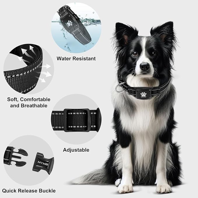 GPS Dog Collar Tracker 2-in-1,Reflective Waterproof Pet Collar,iOS-Only,No Monthly Fees,Unlimited Range,Dog Tracking Collar Pet Tracker,for Small Medium Large Dogs(S (12.6"-16.5"), Black)