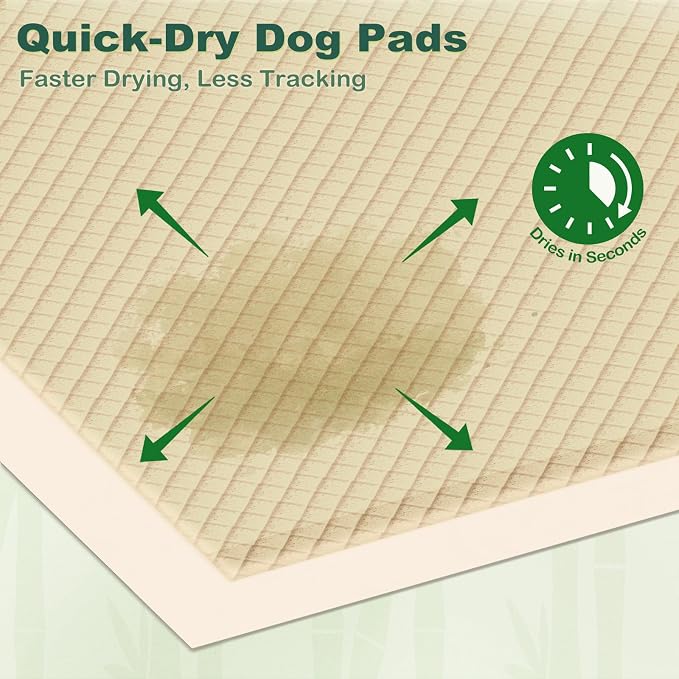 MIZOK Bamboo Dog Pee Pads Highly Absorbent No Leak Extra Large 28x34in 50Ct | Highly Absorbent Bamboo Pads Neutralize Odors Quickly and Leak Proof Bottoms Protect Your Floors for Potty Training