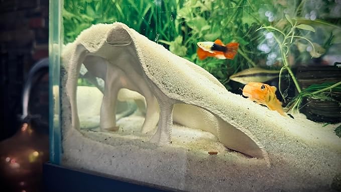 Aquarium & Terrarium Corner Underground Cave – Faux Mangrove Root Hideout for Betta, Corydoras, Shrimp, Geckos & Snakes – Natural-Look Tank Decor in Textured Root Style (Dark Chocolate, 7.5"x7.5"x4")