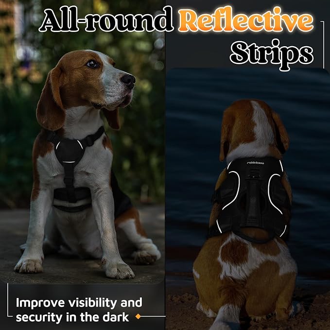 rabbitgoo Escape Proof Dog Harness for Small, No Pull with Lift Handle | No Escape, Full Soft Padded, Reflective Adjustable Vest, Leash Clip for Walking Hiking Training, Black, Small