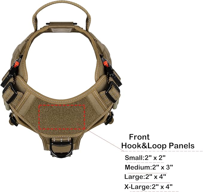 ICEFANG Tactical Dog Harness for Medium Dogs,Reflective No Pull Dog Vest | with Control Handle,Adjustable,Front Hook,2 Leash Clips,Soft Padded,MOLLE Panel,Brown,Medium